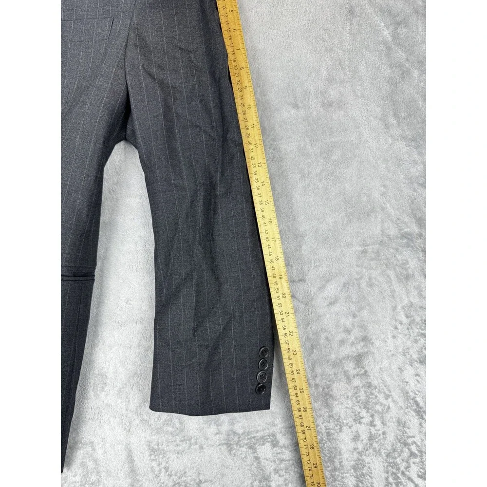 Brooks Brothers 346 Mens Blazer 48L Gray Pinstripe Wool Stretch Luxury